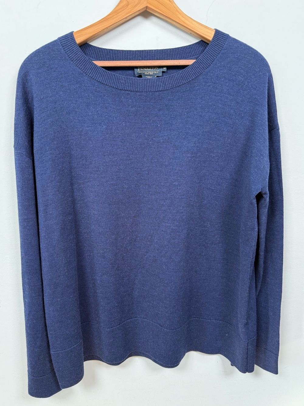 Pendleton Blue 100% Merino Wool Relaxed Drop-Shoulder Sweater Women's M